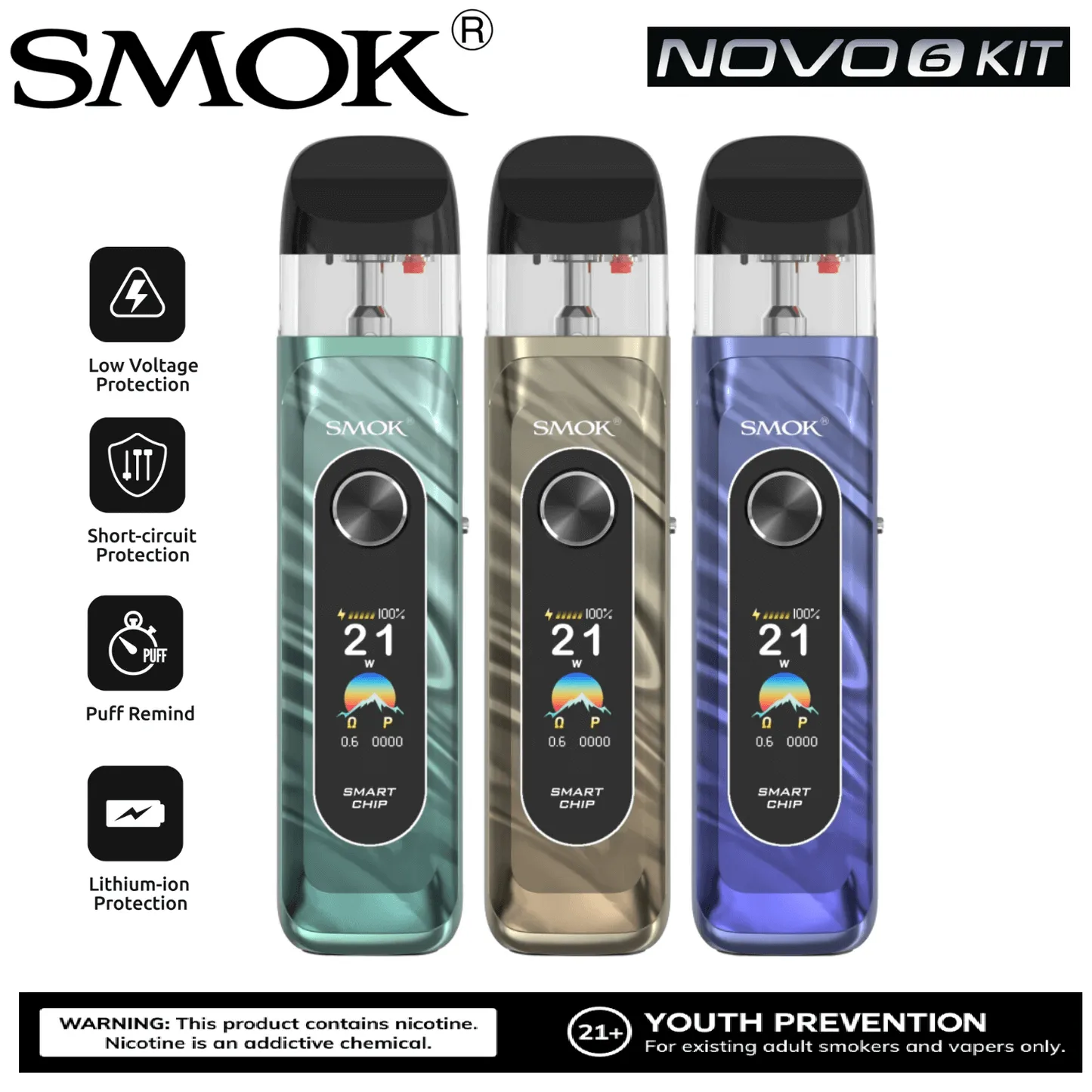 SMOK Novo 6 Pod System Kit | 1700mAh Battery & Novo 5 Pod Compatible