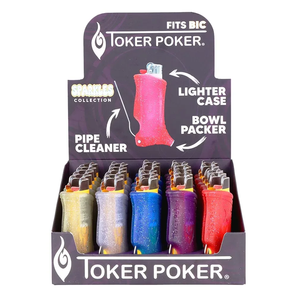 Toker Poker Lighter Sleeve - Sparkles / Assorted Colors 25ct