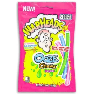 Warheads Ooze Chewz Ropes Watermelon Blue Raspberry Green Apple 85g