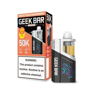 White Peach Raspberry Geek Bar Clio 50K Vape Kit