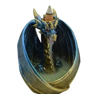 ZenN - Blue Gold Dragon w/ LED Backflow Incense Burner 4.4x3.7x5.8”
