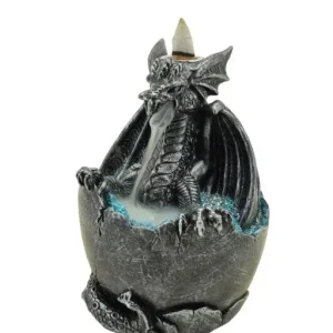 ZenN - Silver Black Dragon w/ LED Backflow Incense Burner 4.4x4.4x6.1”